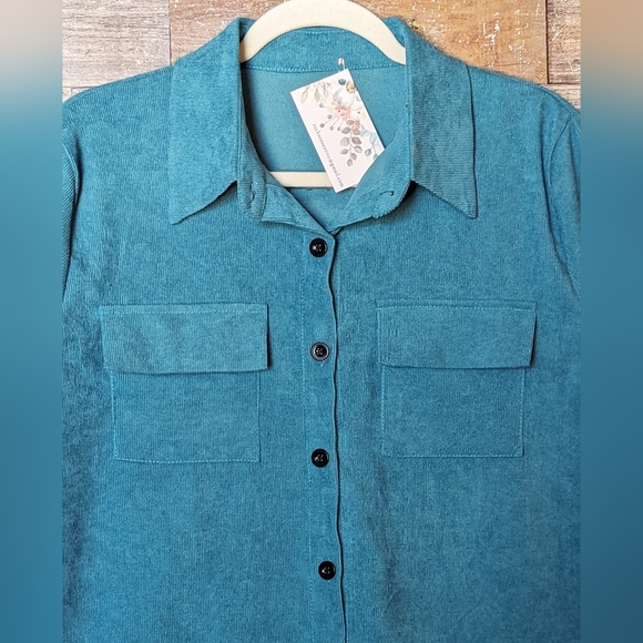 NWT Original Design Aztec Turquoise Cordoroy Shacket With Conchos - Picture 16 of 16